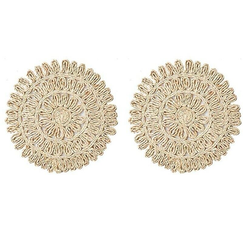 Set of 2 Natural St Woven Place Mats,Table Mats,Anti-Skidding Pad Corn Husk R8K9