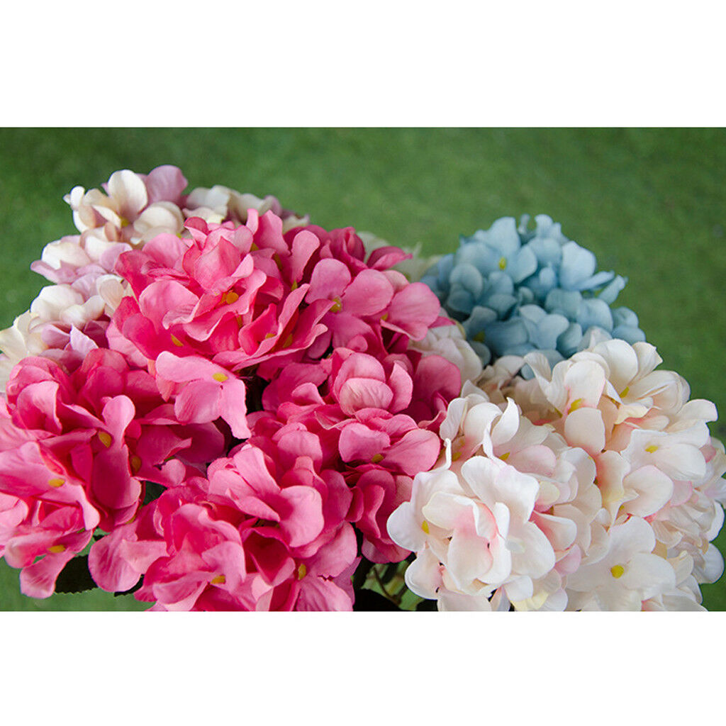 Upscale 6 Heads Artificial Hydrangea Simulation Flowers Bouquet Decor White