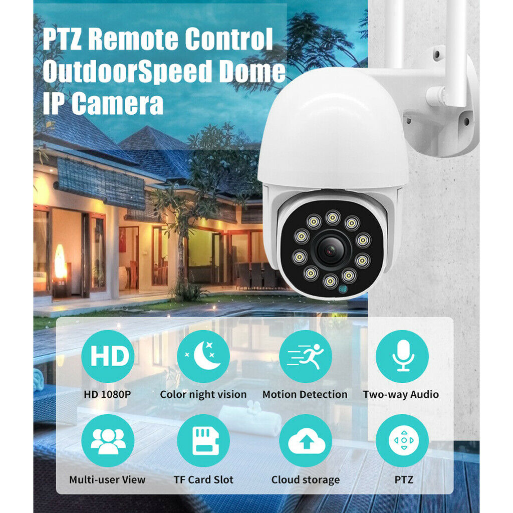 10-LED 1080P Outdoor Pan Tilt WiFi Security Camera 2-Way Audio Cloud Storage