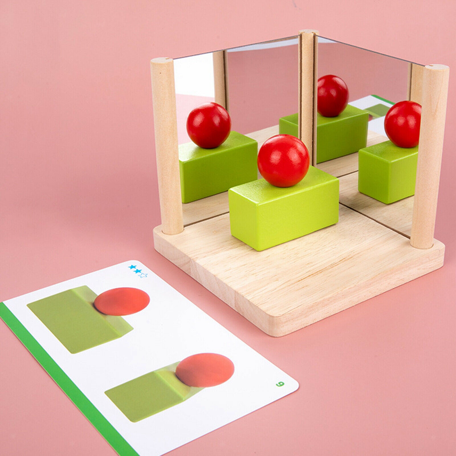 8 PCS Wooden Mirror Blocks Puzzle Preschool Recognition Sorter Chunky Block Fun