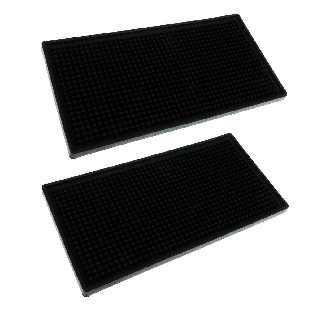 2Pcs Rubber Bar Service Mat Waterproof Bar Mat Cocktail Cup Coaster Home Kitchen