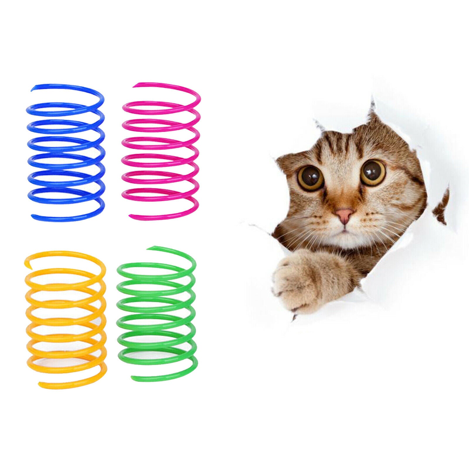 4x Cat Spring Toys Plastic Colorful Training Playing Pet Supplies Gifts