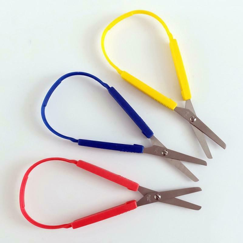 6pcs Colorful Loop Scissors for Kids Easy Grip Self-Opening Scissor Safety Cut