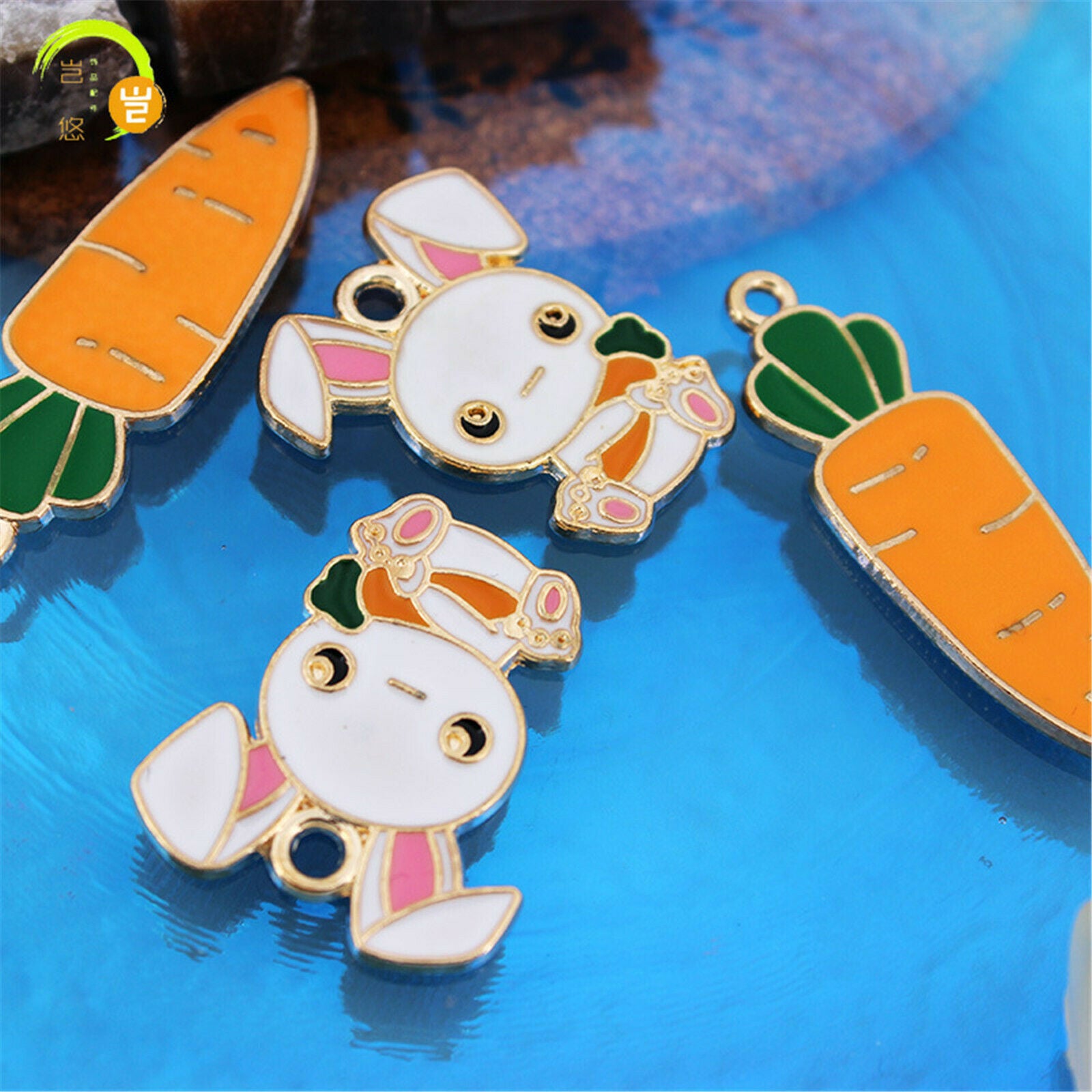 Mixed Lots Enamel Alloy Rabbit Carrot Pendant Charms Necklace Bracelet DIY 10PCS
