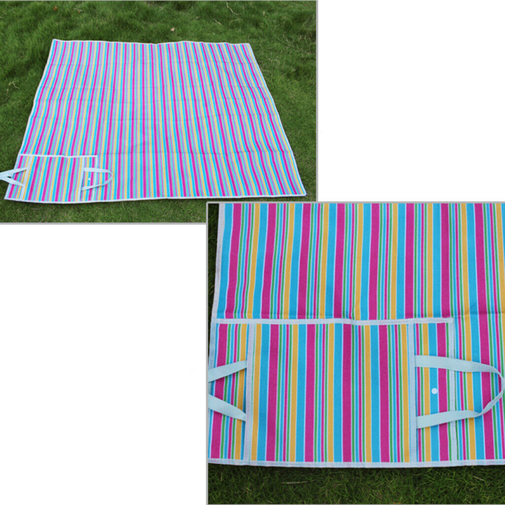 Outdoor Oxford Picnic Beach Camping Moisture-Proof Mat Bag Pink Stripes