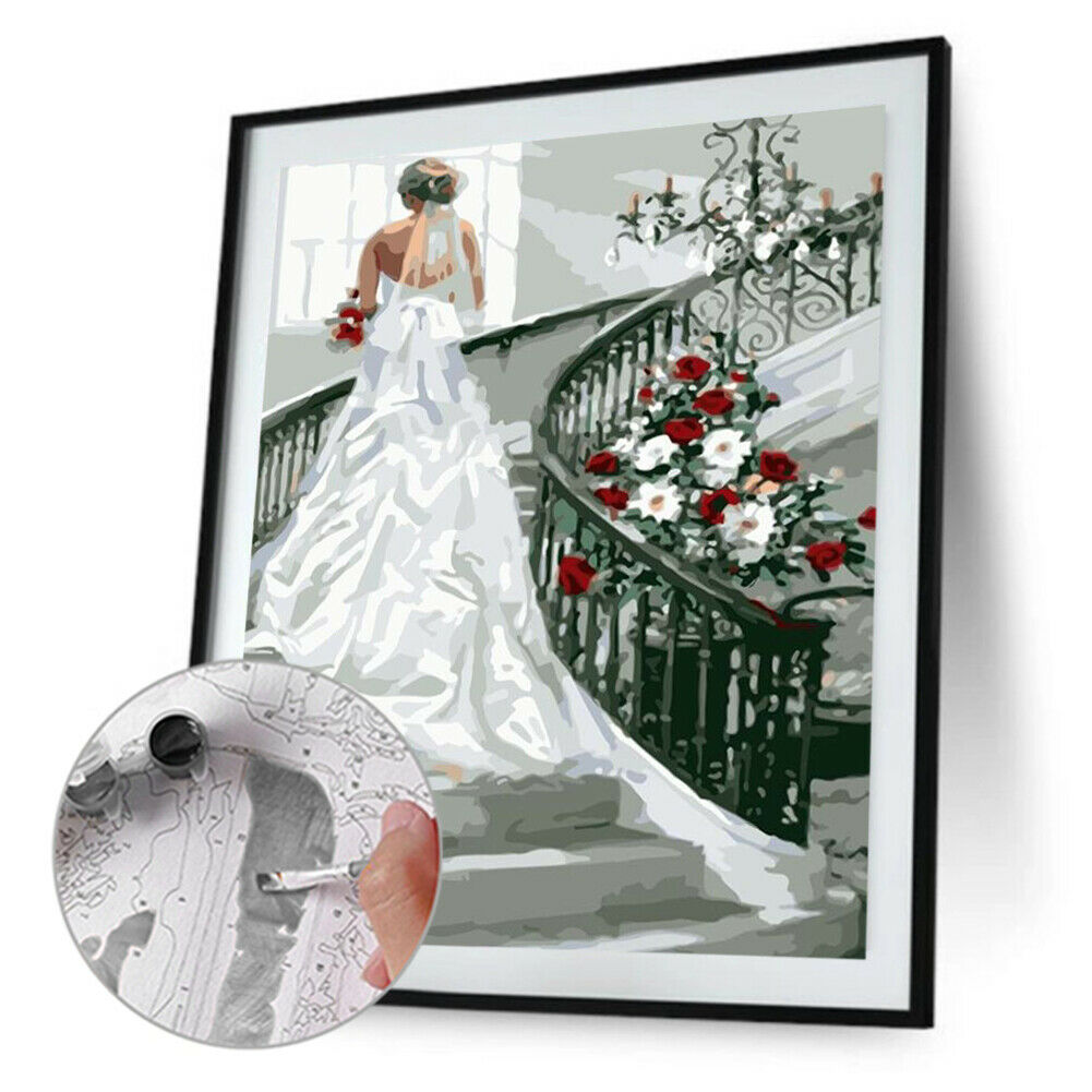 Unframed The Bride in the Stairs Oil Painting Picture By Number Canvas Art @