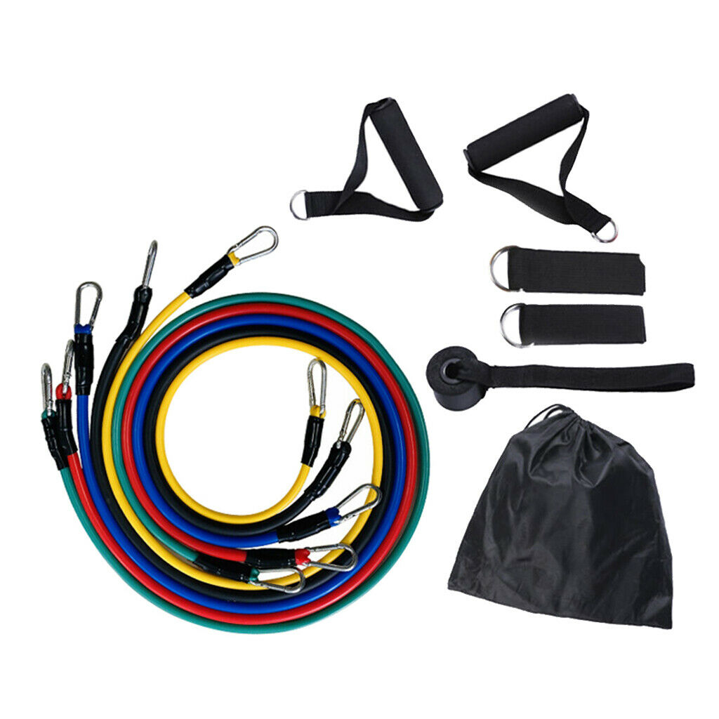 11x Resistance Bands Fitness Exercise Bands and Door Anchor Handles Straps