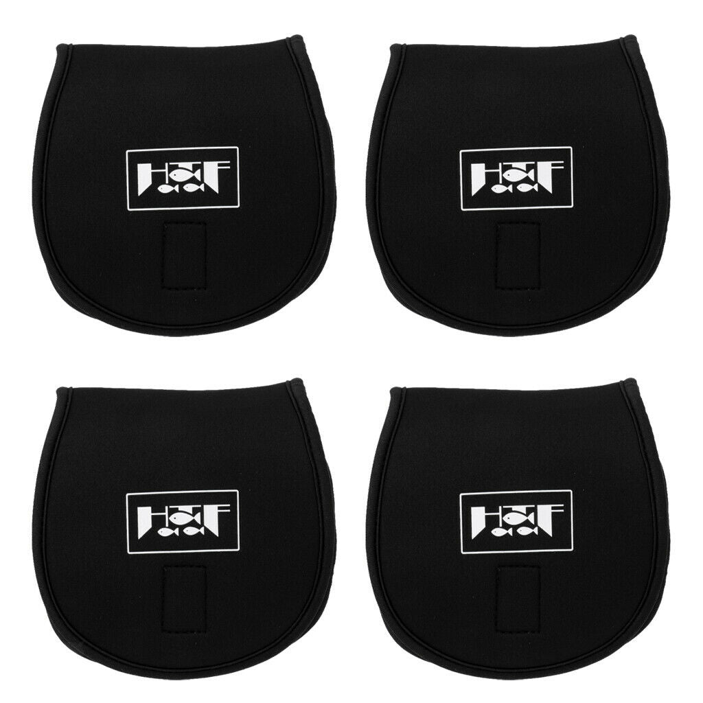 4x Neoprene Fishing Reel Bag Shockproof Cover Storage Sleeve - Black