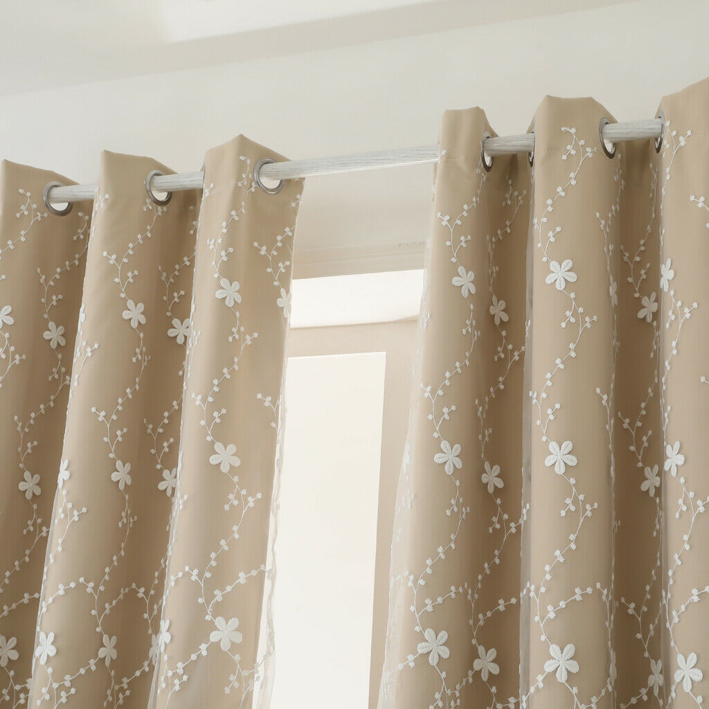 Double Layer Curtain  Bedroom Window Drape Decoration 107x160cm