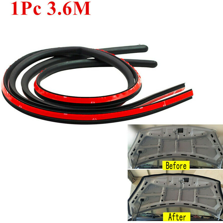 1Pc 3.6M 141" Rubber Hood Seal Strip Car Hood Air Vent Rubber Sealing Strip