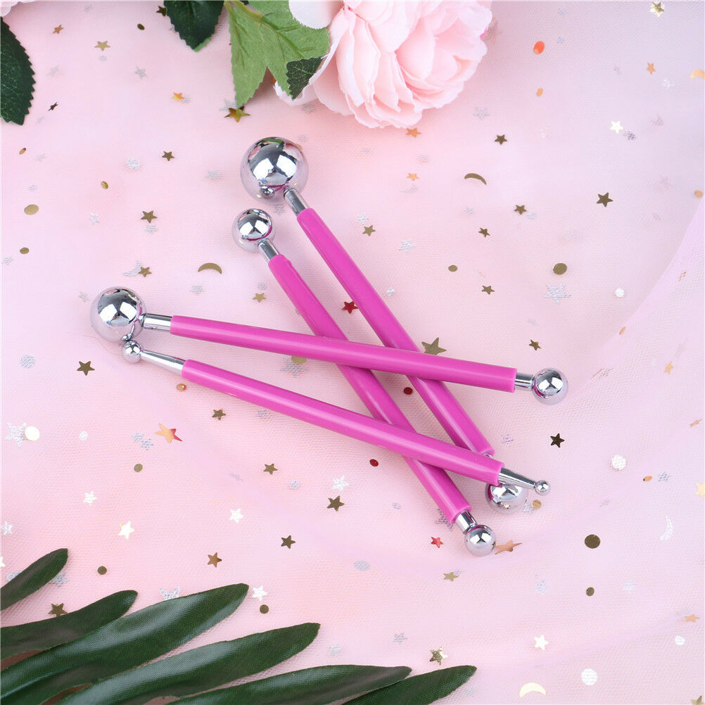 4xFondant Cake Decorating Pen Metal Ball Flowers Sugar Craft Modelling Too.l8