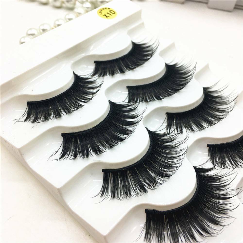5Pairs 100% Real Mink Makeup Cross False Eyelashes Eye Lashes Handmade Thick US