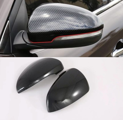 Carbon Fiber Black Side Door Mirror Cover Trim 2pcs For Hyundai Tucson 2016-2020