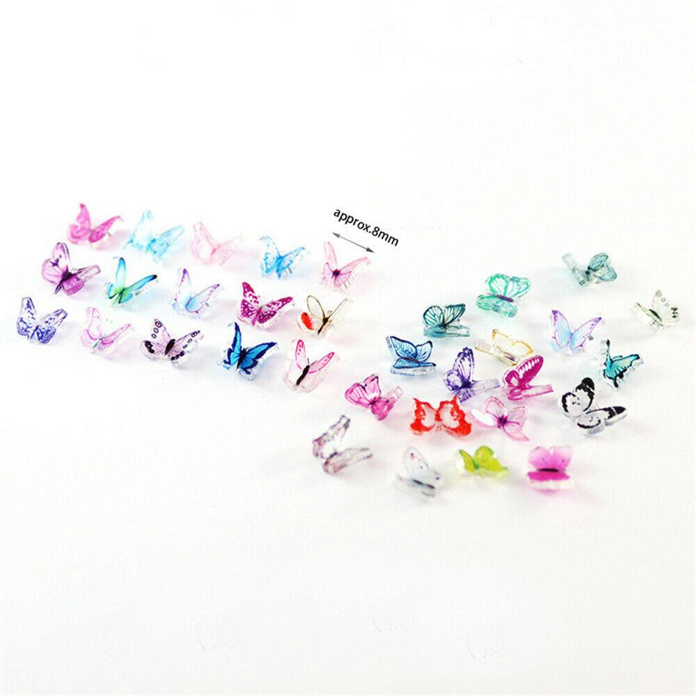 10 pcs Assorted Acrylic Tiny Butterflies Embellishments Nail Art Decorations 8mm