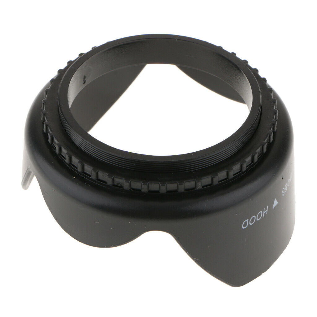 58mm Plastic Standard Crown Petal Flower Shaped Camera Lens Hood Black