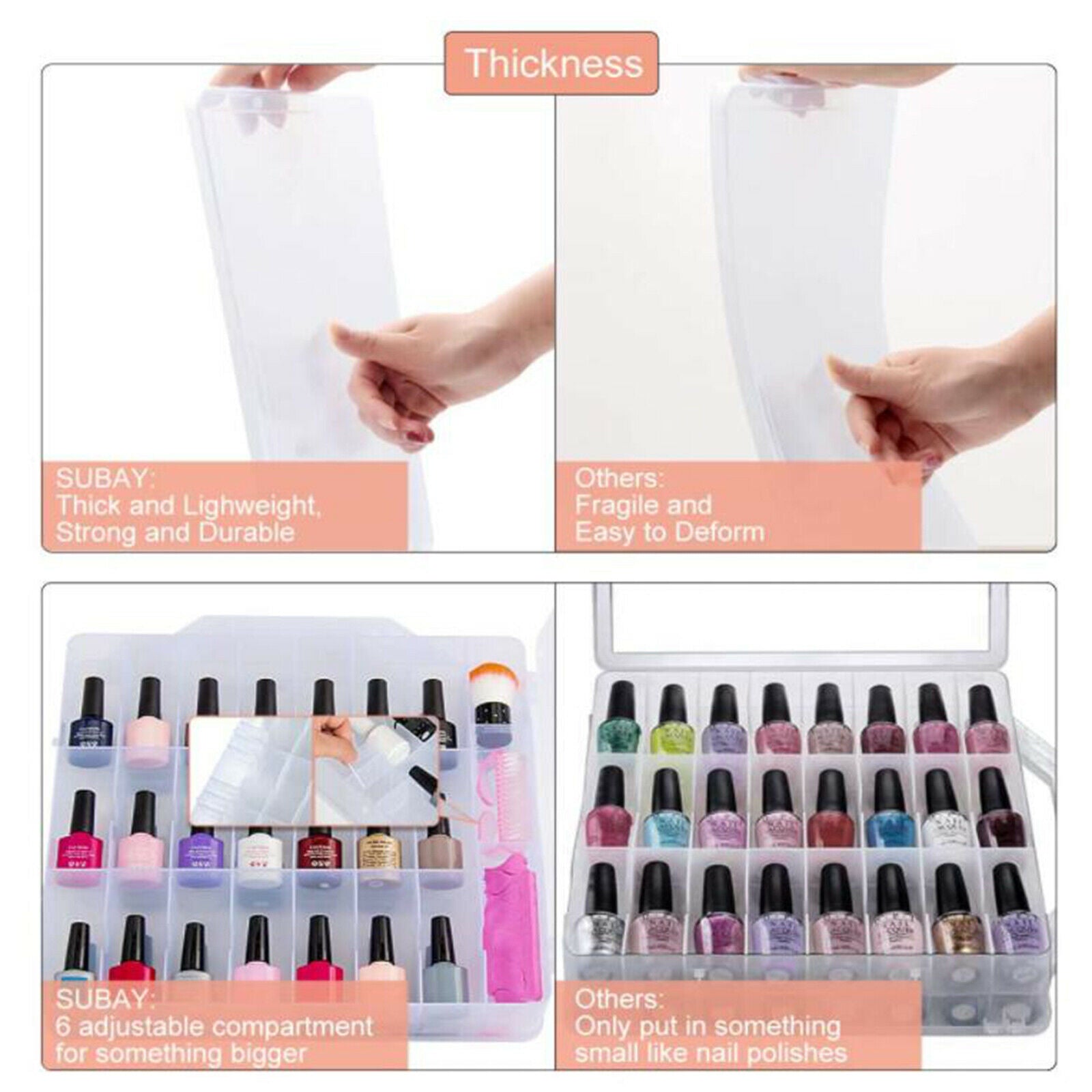Multi-function Nail Polish Case Storage Caddy for 30 Bottles Dust-proof