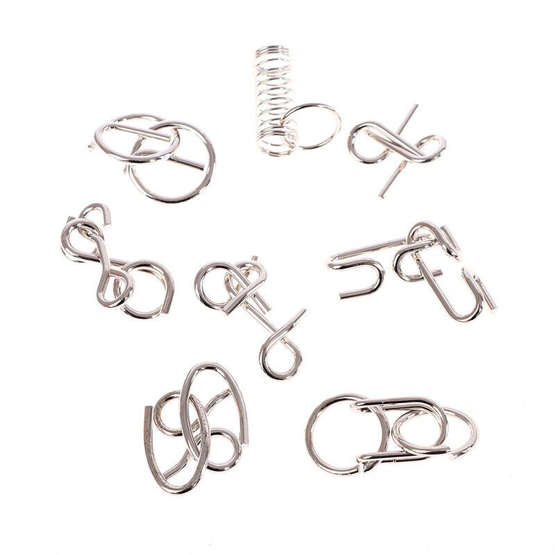 8Pcs/Set Metal Montessori Puzzle Wire IQ Mind Brain Teaser Puzzle ToysI7CA