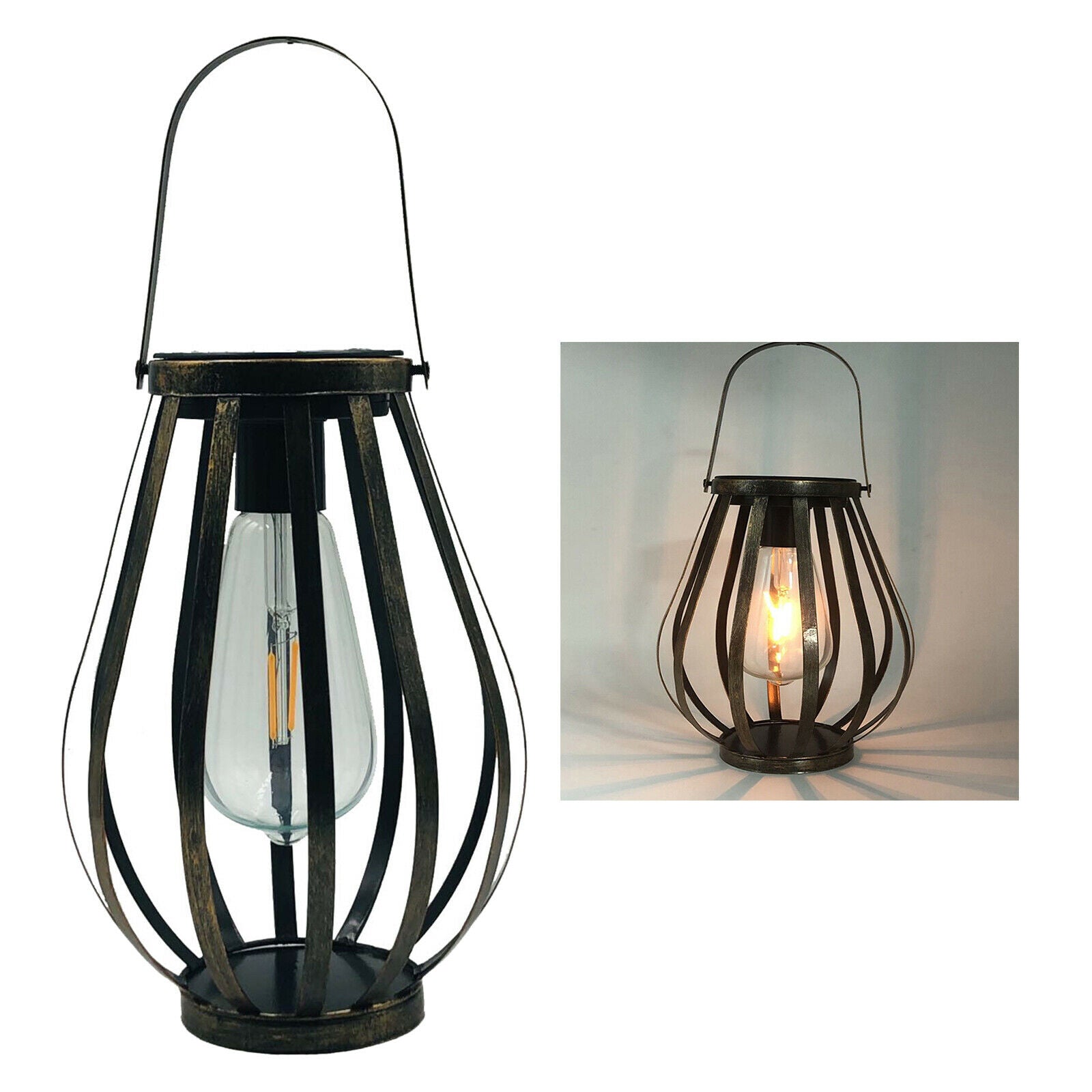 Hanging Solar Metal Waterproof Lamp Warm Light Bulbs for Garden Porch Decor