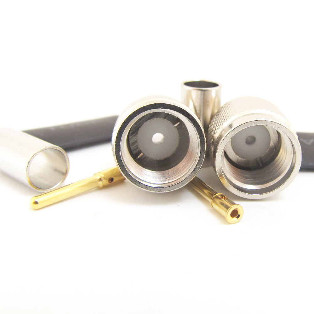 10sets Mini UHF Male Crimp Connector for RG58 50ohms Coaxial Cable w/Shrink Tube