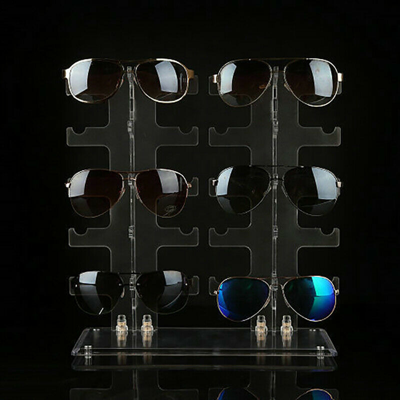 Two Row Sunglasses Rack 10 Pairs Glasses Holder Display Stand Transpar TnAPU KX