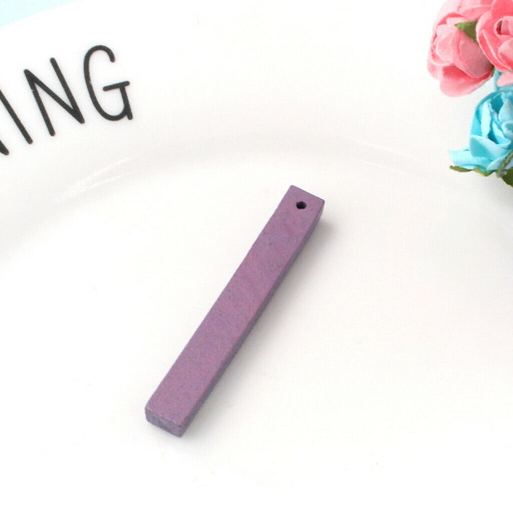 20 Pieces Rectangle Wood Bar Pendant Beads DIY Craft Findings Light Purple