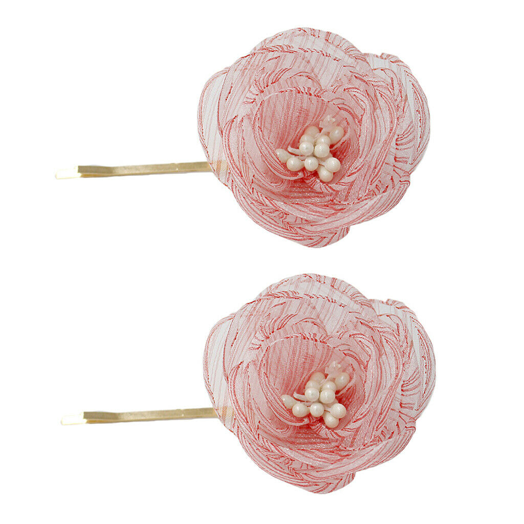 2 Pieces Stripe  Flower Bridal Hair Clip Wedding