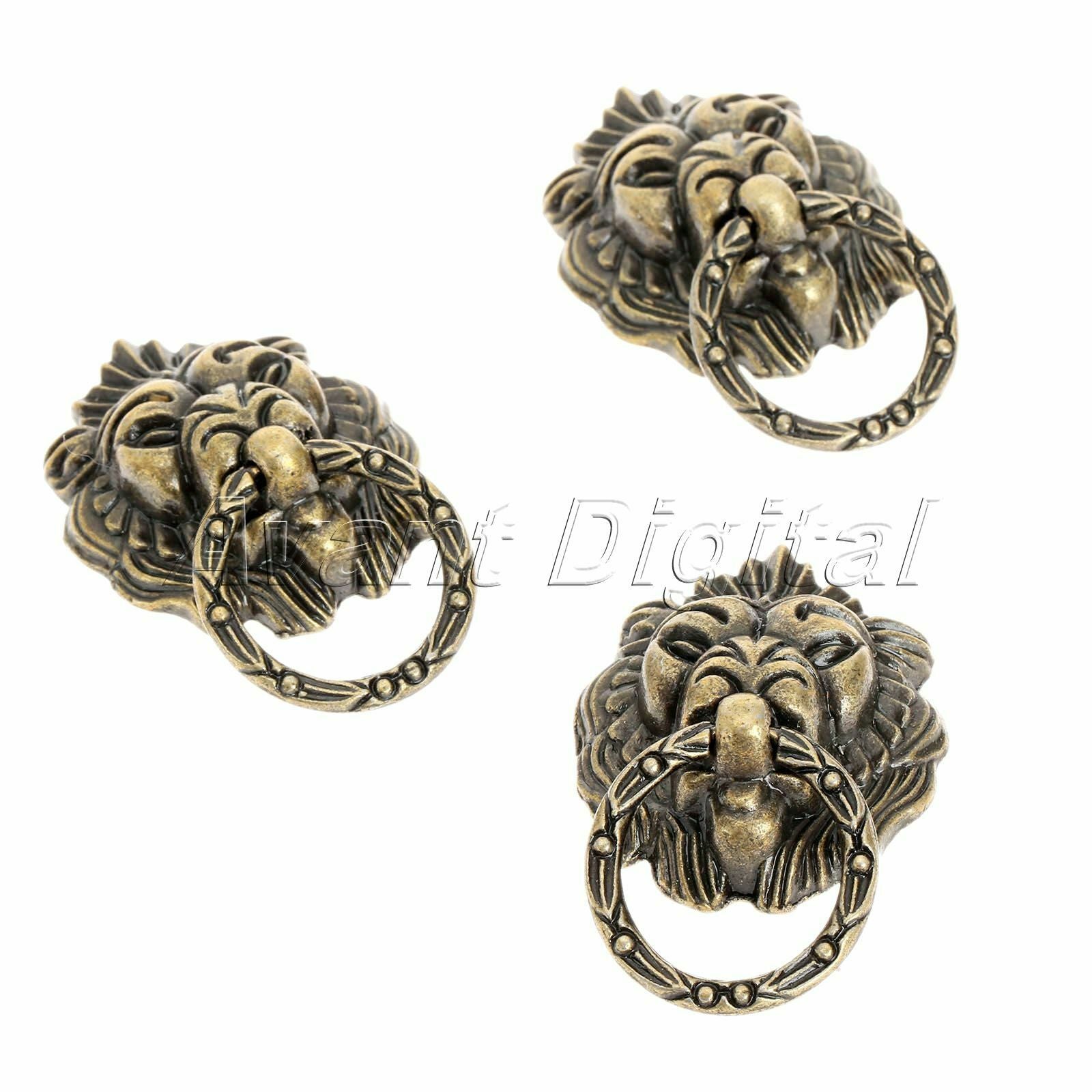 6Pcs High Quality Lion Head Jewelry Box Cabinet Drawer Knob Ring Pull Handle Hot