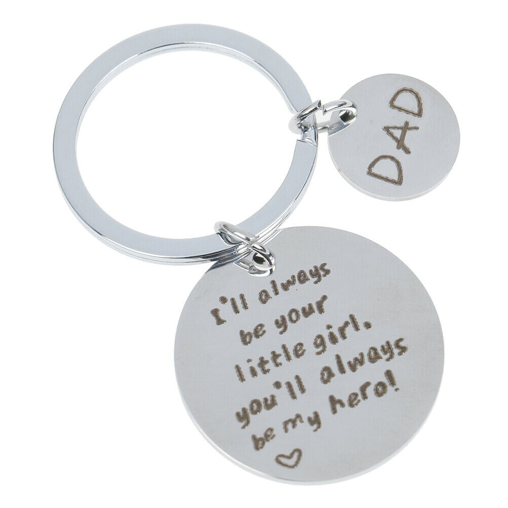 Fathers Day Keychain You Will Always Be My Hero Stainless Steel Gift JC.l8