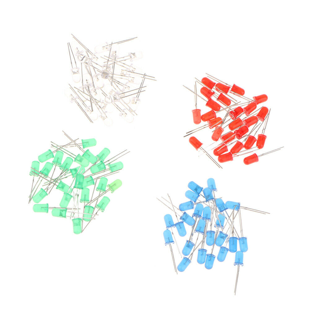 100pcs 5mm Red White Blue Green Diode LEDs Light Emitting Bulb Lamp Luminous