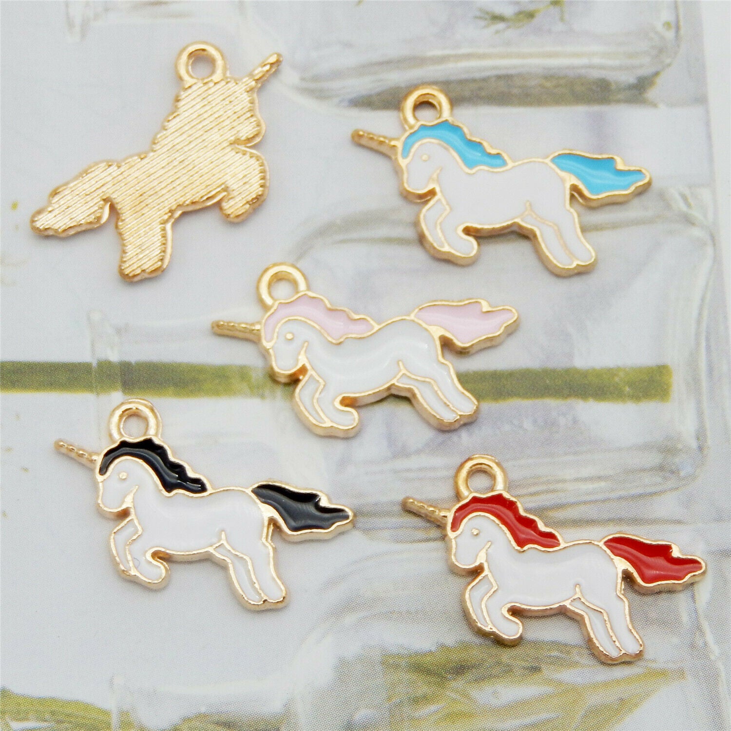 16PCS Enamel Mixed Lots 21x14mm Unicorn Pendant Charms for Bracelet Necklace