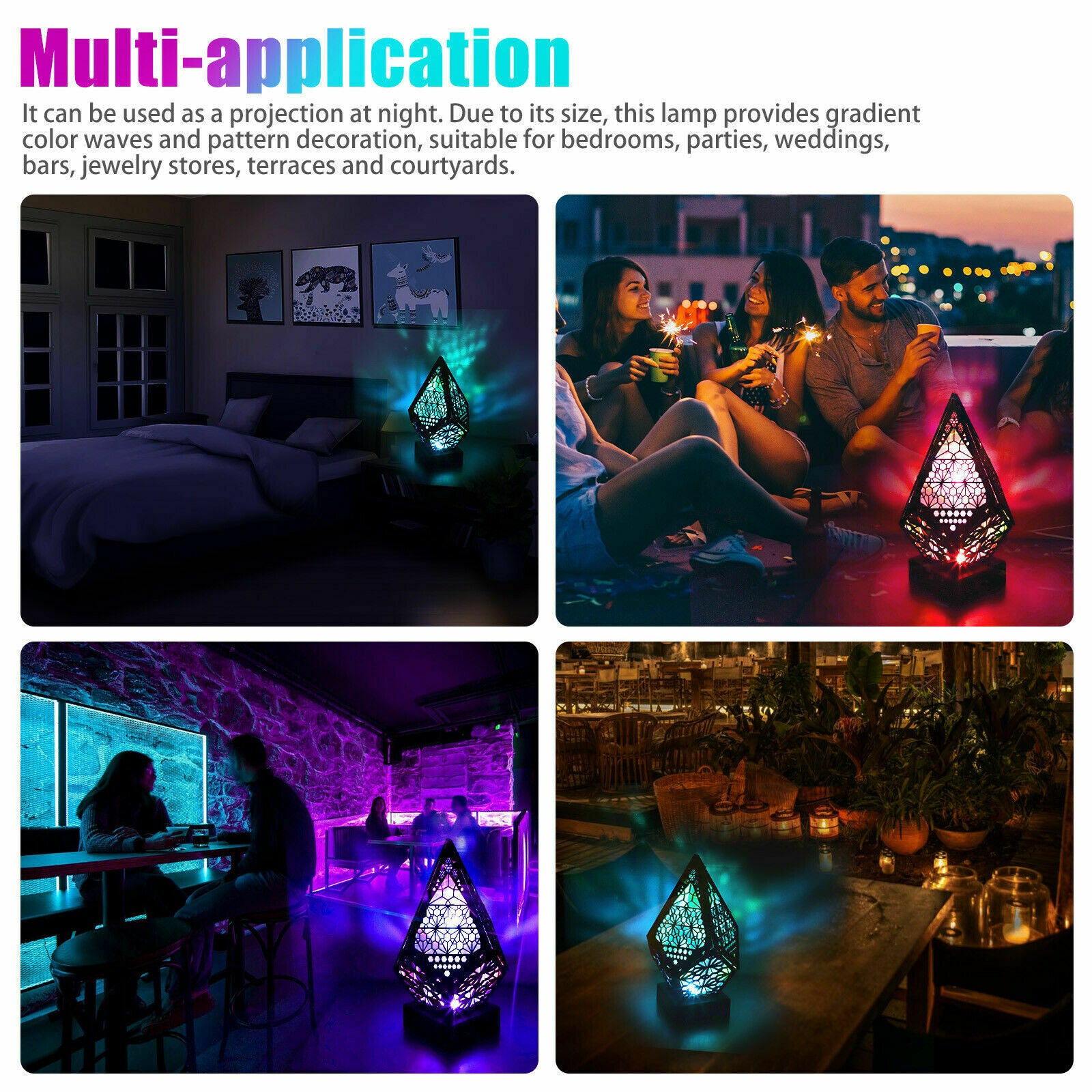 Bohemian Colorful Table Bedside Polar Star Starry Sky Floor Projection LED Lamp