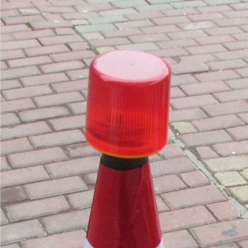 Red Solar Powered Warning Light Round Signal Cone Beacon for Construction