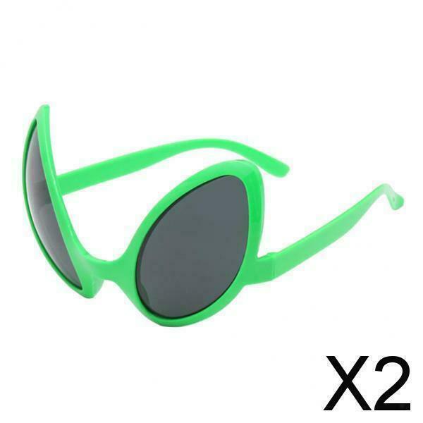 2X Novelty Alien Party Glasses Fancy Dress Costume Green Frame Gray Lens