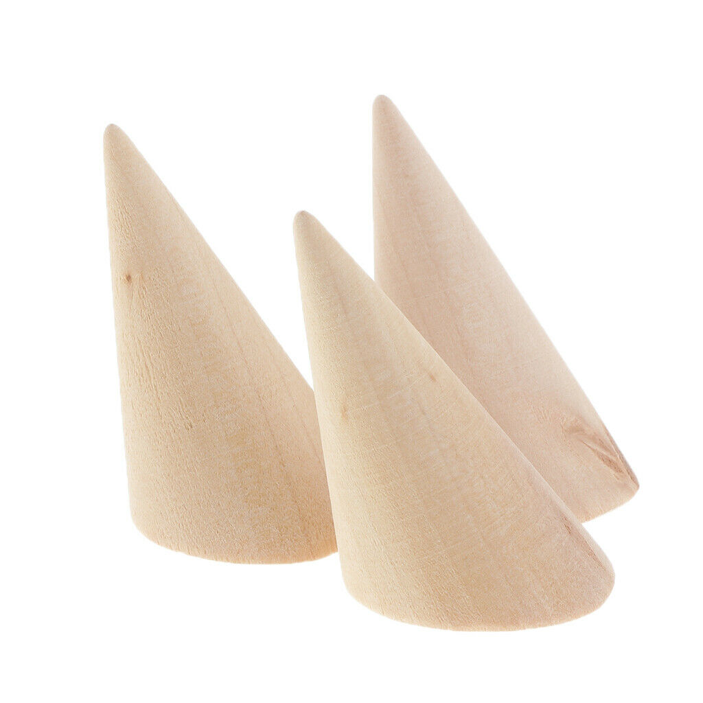 15pack Finger Cone Shape Ring Display Jewelry Holder Organizer Wood Showcase