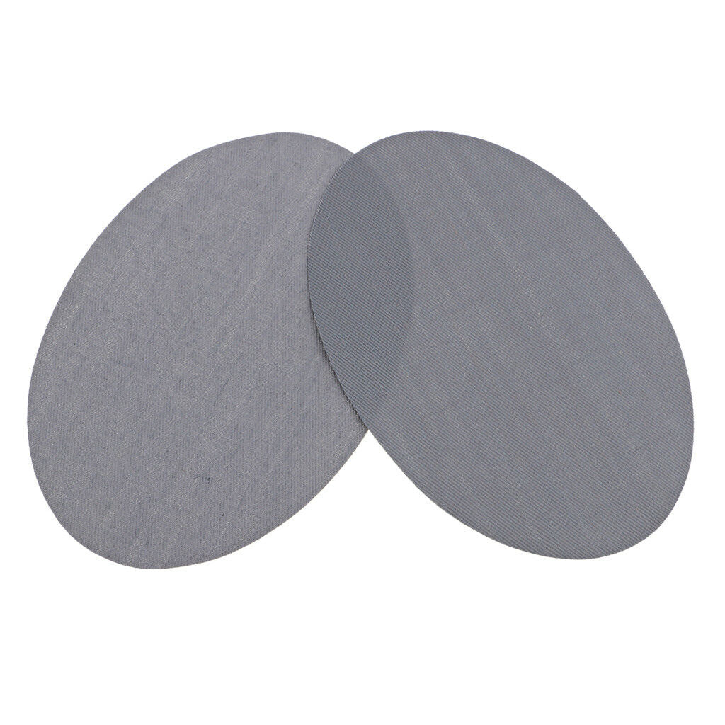 1 Pair Oval Iron/Sew On Patches Elbow Knee Repair Sewing Applique Grey
