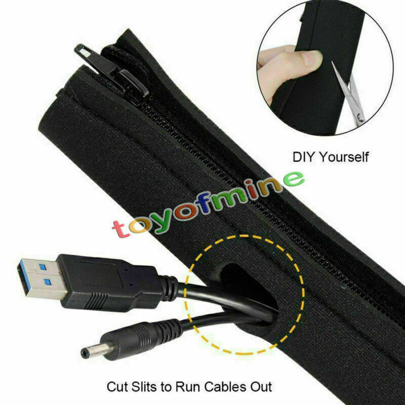 4X Cable Management Organizer Neoprene Cable Cord Wire Cover Hider Sleeves PC TV
