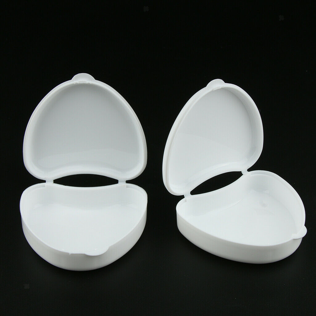 4 Pieces Denture Cup with Lid - Safe & Non-toxic Plastic - Blue & White