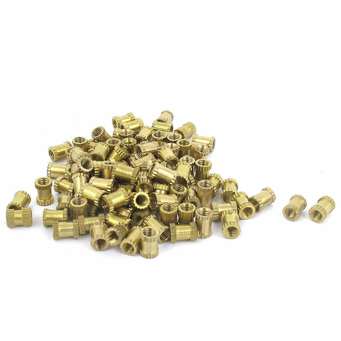 50Pcs M3x6mm Threaded Round Metal Knurl Thread Insert Nuts Brass Tone