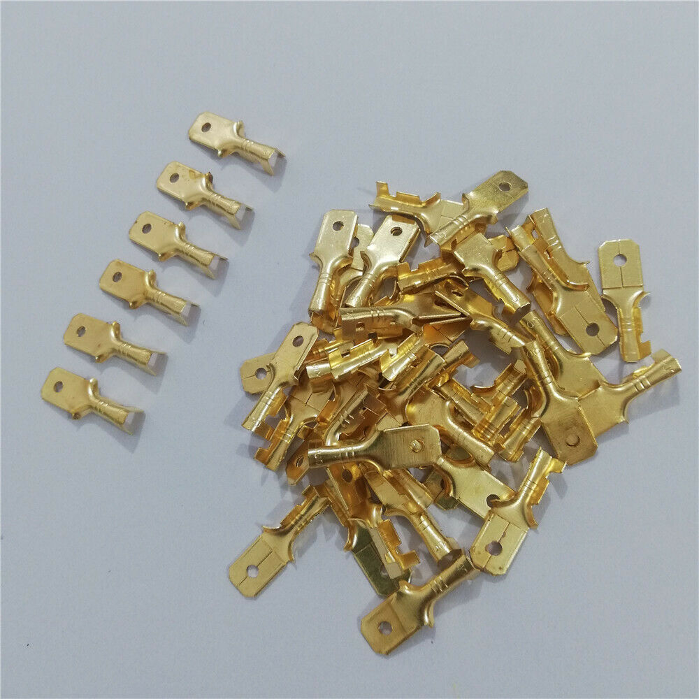 50PCS Male Spade Quick Splice Crimp Terminals 6.3mm Connector Non Insulated