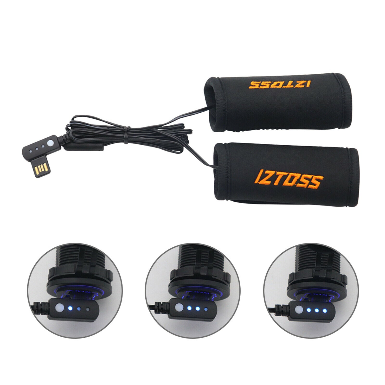 2Pieces Universal Handlebar Heated Grips Warmer Pad Anti-slip Wear-resistant