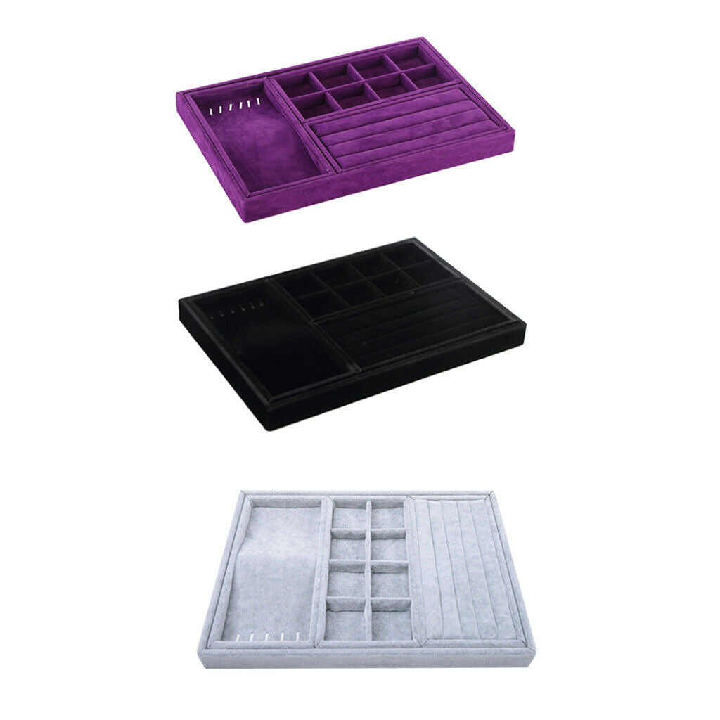 Velvet Jewelry Box Necklace Rings Display Holder Storage Organizer Purple