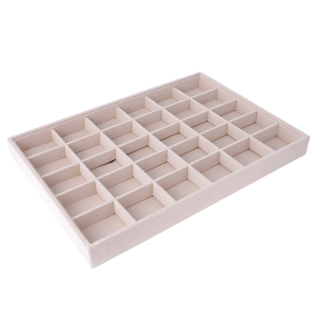 2X Velvet Display Tray Shop Counter Top Jewelry Holder Organizer 30 Compartment