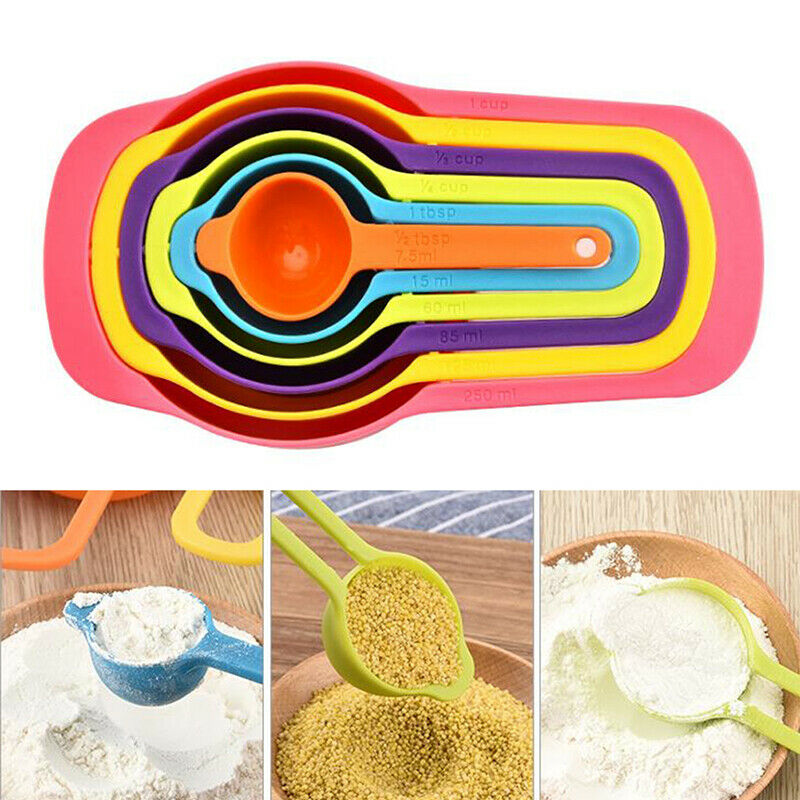 6Pcs Measuring Spoons Cup Kitchen Tool Baking Teaspoon Scale Measure Stac.l8