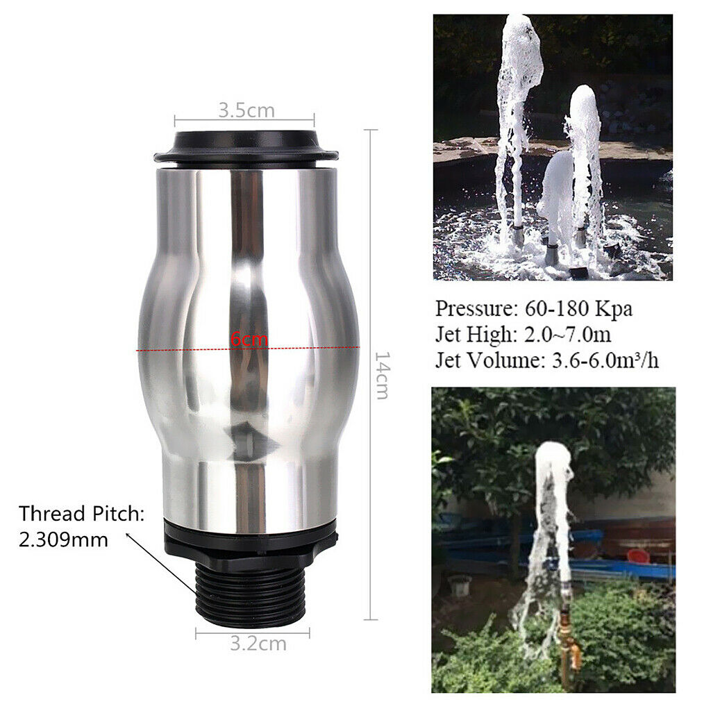 Lots 1 Stainless Steel Fountain Nozzle DN25 60-180Kpa Bubble Nozzle 16cm