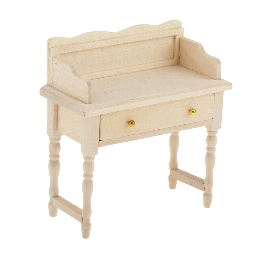 Set of 2 1:12 Wooden Desk Table Dressing Table for Bedroom Furniture Kits