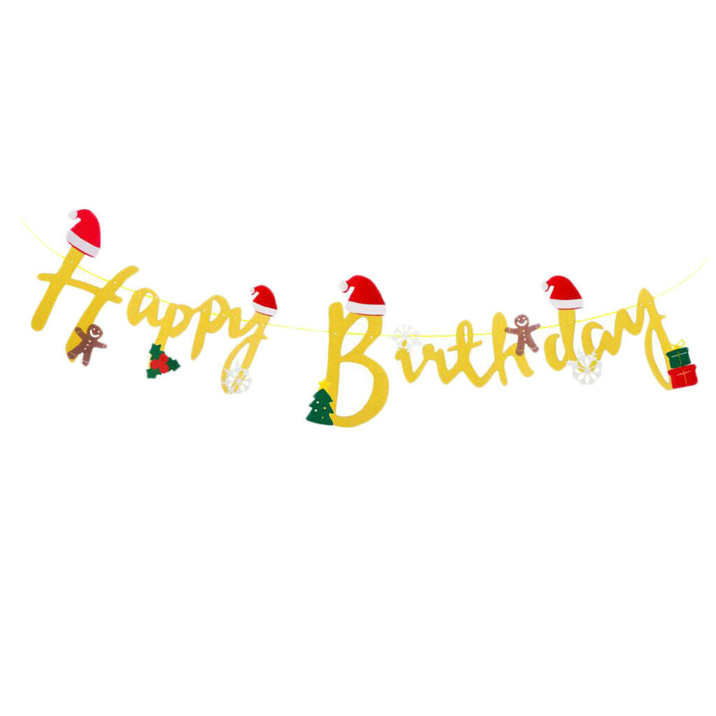 Happy Brithday Bunting Banner Birthday Party Decoration Supplies Golden