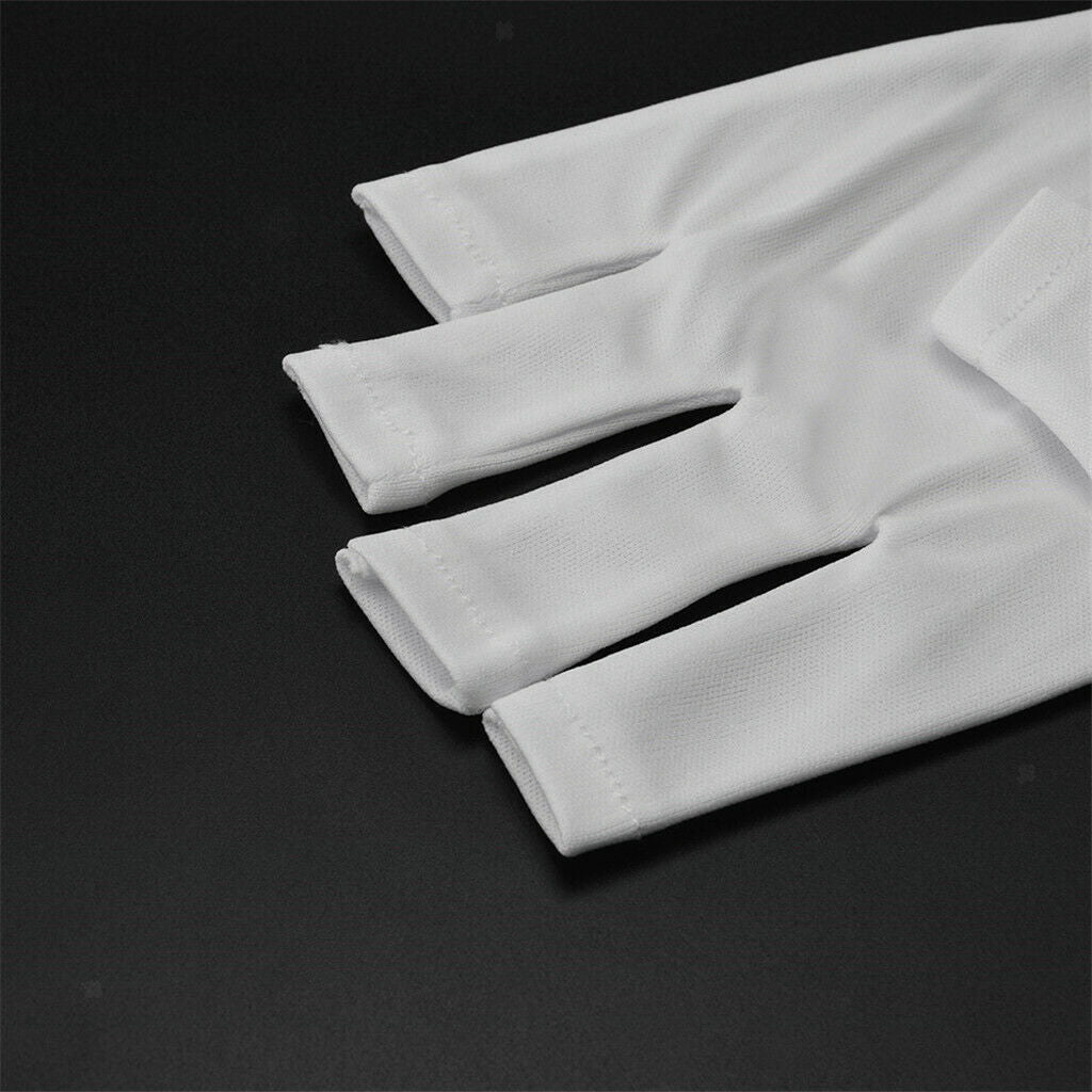 3 Pairs Fabric Reusable Anti UV Hand UV Protector Gloves for Nail White