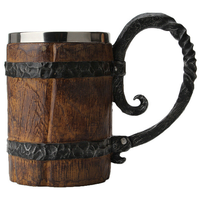 New Simulation Crude Wood Mug Double Wall Insulated Beer Cup Wine TumblerBDAU
