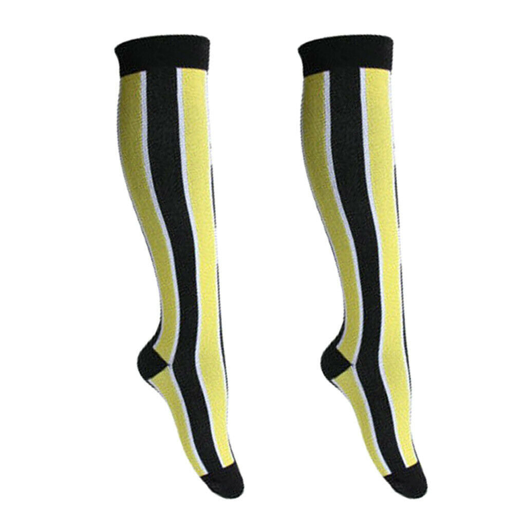 Women Running Jogging Long Sleeves Compression Socks Black Yellow M S