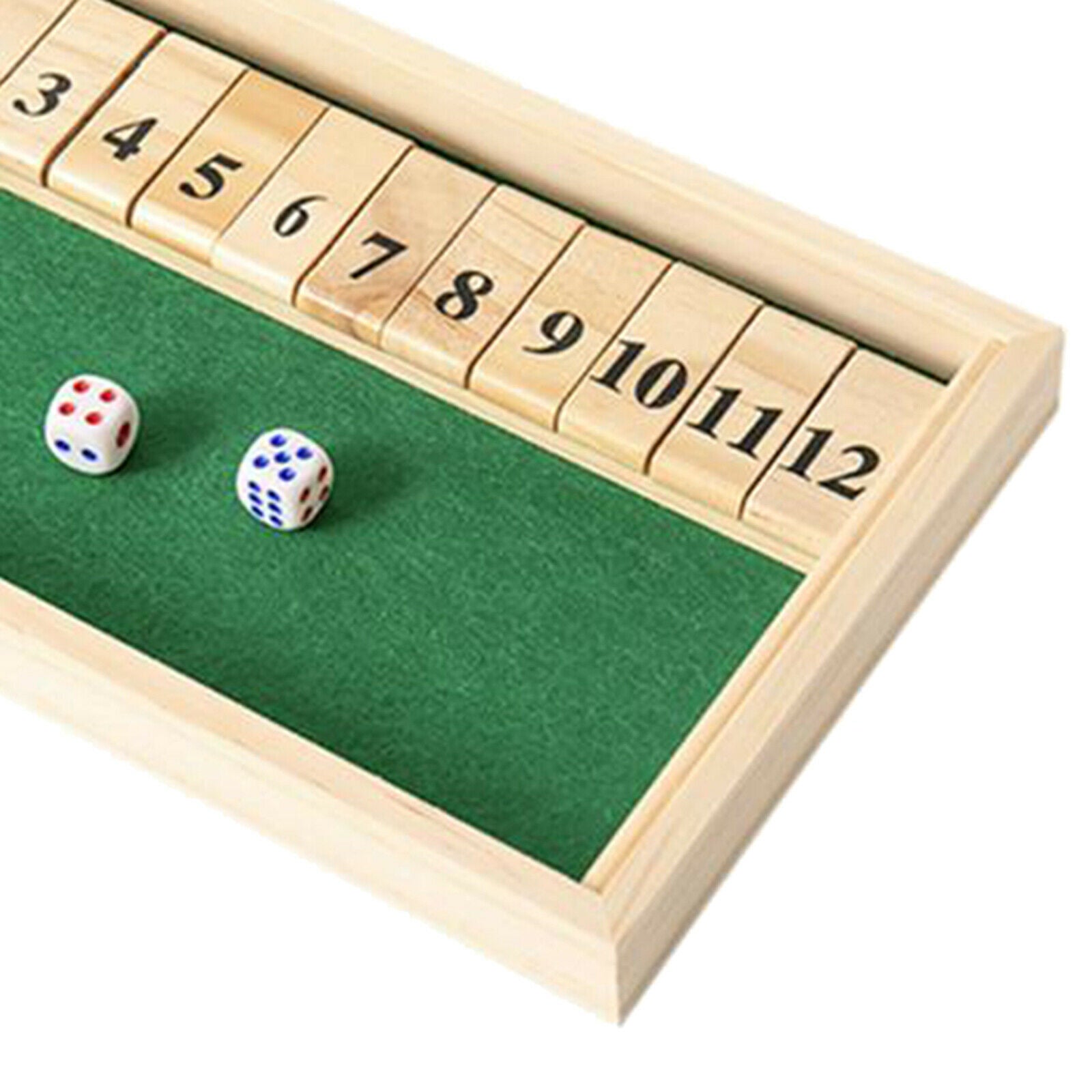 Traditional Shut the Box 12 Number Board Dice Game Family for Kids Adults